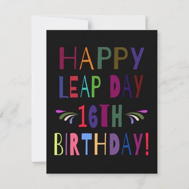 Happy 16th Birthday on Leap Day | February 29th Holiday Card (Front)