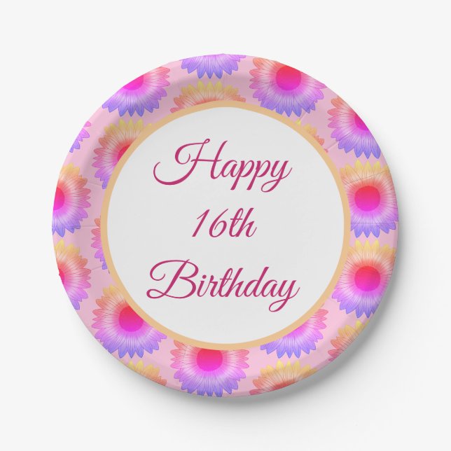 Happy 16th Birthday Paper Plate (Front)