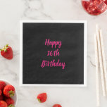 Happy 16th Birthday Pink Black Custom Colour 2023 Napkin<br><div class="desc">Designed with text template for "Happy 16th Birthday" message which you can customize! You may also change the background colour as you like.</div>
