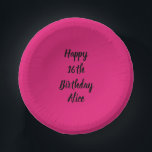 Happy 16th Birthday Pink Black Custom Name Girly  Paper Plate<br><div class="desc">Designed with text template for "Happy 16th Birthday" message and name which you can customize! You may also change the background colour as you like.</div>
