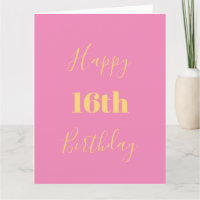 Happy 16th Birthday Pink Gold Yellow Custom Age