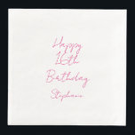 Happy 16th Birthday Pink White Sixteenth 2024 Napkin<br><div class="desc">Designed with text template for "Happy 16th Birthday" message and name which you can customize! You may also change the background colour as you like.</div>
