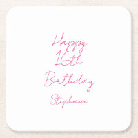 Happy 16th Birthday Pink White Sixteenth 2024