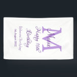 Happy 16th Birthday purple add name monogram moder Banner<br><div class="desc">beautiful design</div>