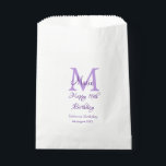 Happy 16th Birthday purple add name monogram moder Favour Bag<br><div class="desc">beautiful design</div>