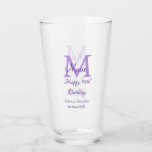 Happy 16th Birthday purple add name monogram moder Glass<br><div class="desc">beautiful design</div>