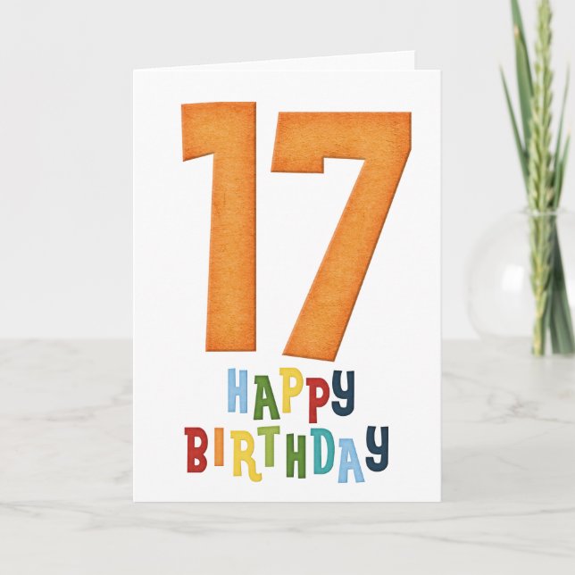 Happy 17th Birthday Colourful Greeting Card (Front)