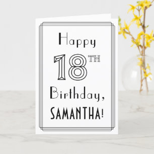 Happy 18th Birthday, Art Deco Style w/ Custom Name Card