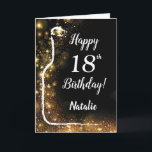 Happy 18th Birthday Black and Gold Glitter Wine Card<br><div class="desc">Happy 18th Birthday Black and Gold Glitter Wine Card with personalized name. For further customization,  please click the "Customize it" button and use our design tool to modify this template.</div>