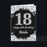 Happy 18th Birthday Black and Silver Glitter Card<br><div class="desc">Happy 18th Birthday Black and Silver Glitter Card with personalized name. For further customization,  please click the "Customize it" button and use our design tool to modify this template.</div>