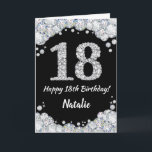 Happy 18th Birthday Black and Silver Glitter Card<br><div class="desc">Happy 18th Birthday Black and Silver Glitter Card with personalized name. For further customization,  please click the "Customize it" button and use our design tool to modify this template.</div>