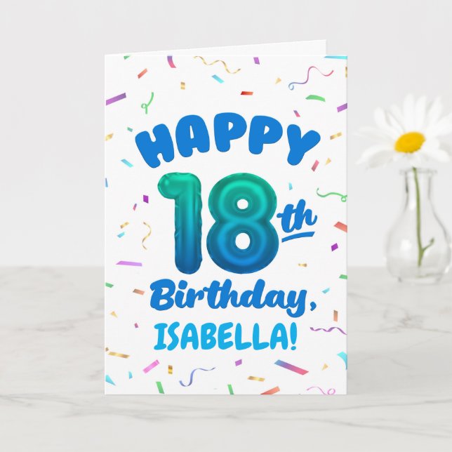 Happy 18th Birthday Card with Custom Name (Small Plant)