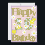 Happy 18th Birthday – Girl’s Card with Flowers<br><div class="desc">Celebrate her milestone 18th birthday with this cheerful retro-style card! Designed with pastel flowers, peace signs, and smiley faces on a soft pink background, it's perfect for teen girls stepping into adulthood with joy and style. Great for daughters, friends, or nieces turning eighteen. Comes with envelope or available as a...</div>