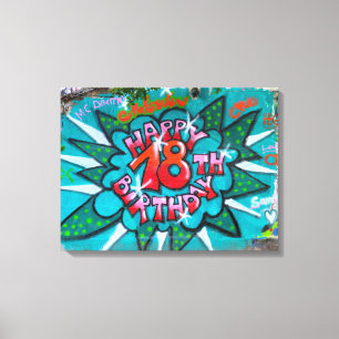 Happy 18th Birthday Graffiti Canvas Print