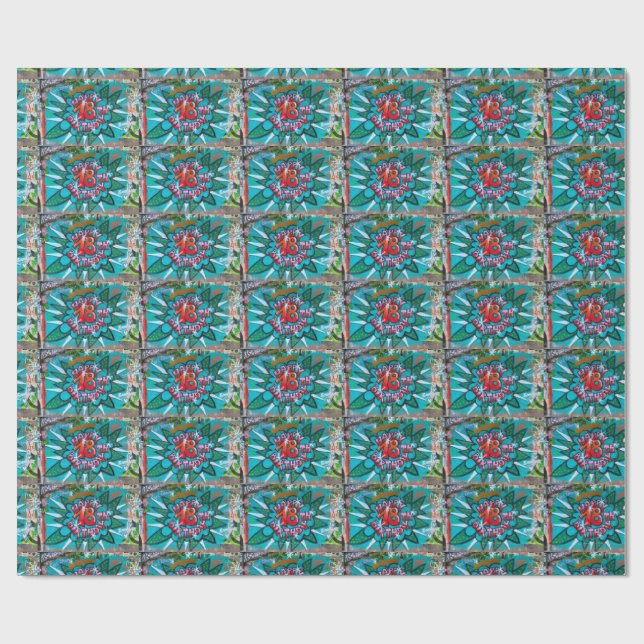 Happy 18th Birthday Graffiti Wrapping Paper (Flat)