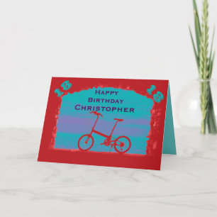 Happy 18th Birthday, Name, Red Bicycle Greeting Card