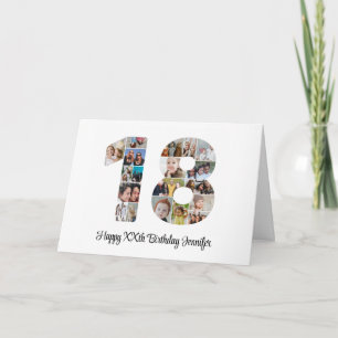 Happy 18th Birthday Number 18 Custom Photo Collage Card