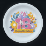 Happy 18th Birthday Paper Plate<br><div class="desc">Happy 18th Birthday Throw a spectacular party with fully customizable paper plates to match your theme! Each set of eight paper plates is printed on durable paper stock and decorated with your custom designs or photos. These plates are perfect for serving cake, appetizers, or salads. Order these with our paper...</div>