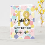 Happy 18th Birthday Pastel Rainbow and Gold Girl Card<br><div class="desc">Fun,  cheerful,  elegant and colourful design birthday card. 
Firework in bright rainbow colours. Faux gold big number.
Get this cheerful card to celebrate your friend or family!</div>