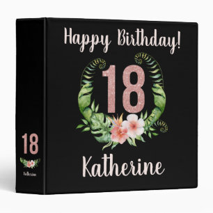 Happy 18th Birthday Pink Glitter -Your Name Photo Binder