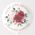 Happy 18th Birthday Red Pink Floral Custom Balloon<br><div class="desc">Add a special touch to your 18th birthday party decorations with this elegant, personalized round balloon. It features a watercolor red and pink rose floral bouquet in the centre. Dark green leaves give it a rustic botanical vibe. Happy 18th Birthday is above the bouquet and the birthday celebrant's name is...</div>