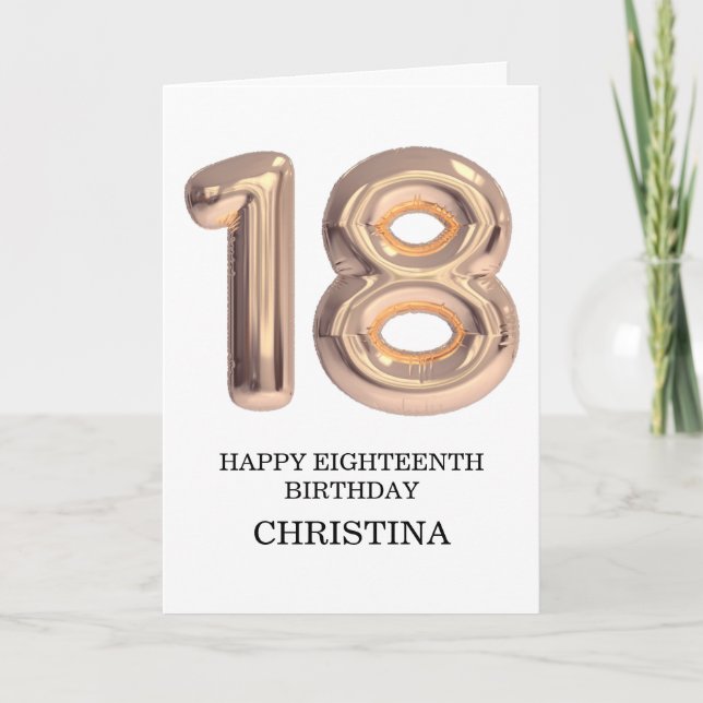 Happy 18th Birthday Rose Gold Girl  Personalized Card (Front)