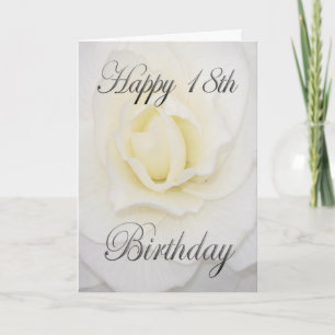 Happy 18th Birthday White Flower Card