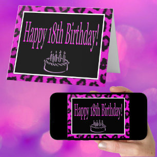 Happy 18th Birthday With Hot Pink Leopard Spots Card