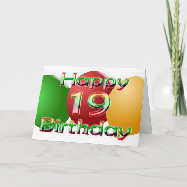 Happy 19th Birthday Balloon Card (Front)