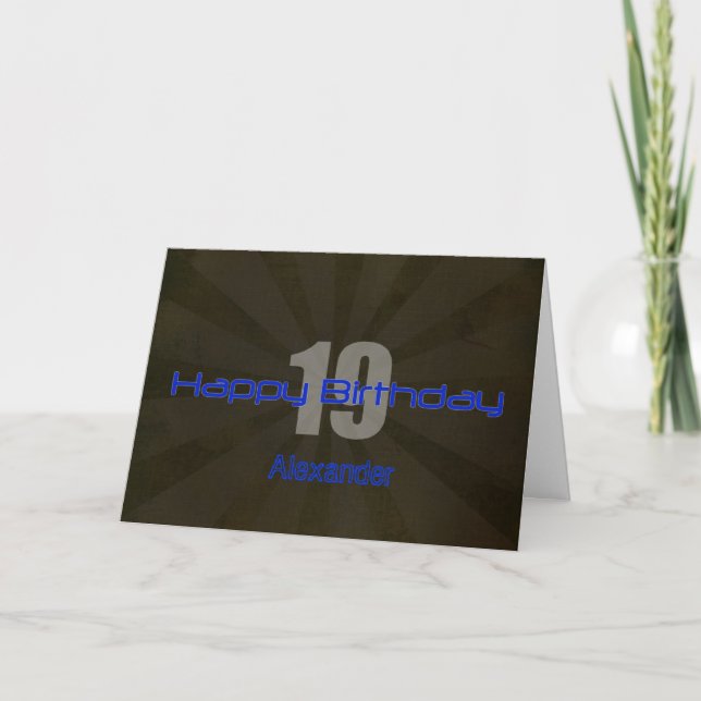 Happy 19th Birthday Black and Grey Teen Card (Front)