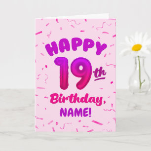 Happy 19th Birthday Card with Custom Name