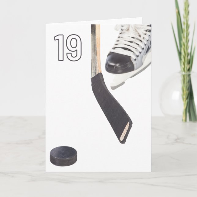 Happy 19th Birthday Ice Hockey Greeting Card (Front)