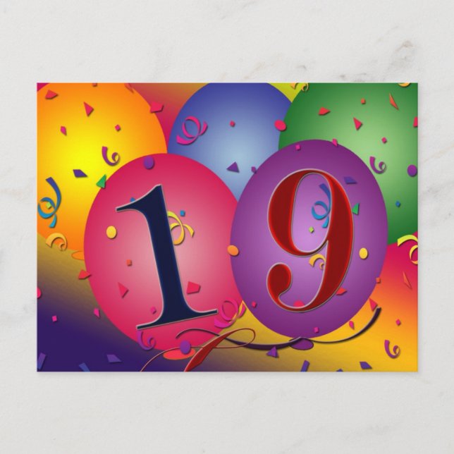 Happy 19th birthday postcard (Front)