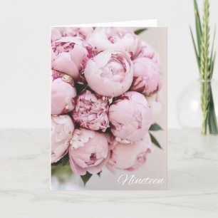 Happy 19th Pink Bouquet Birthday Greeting Card