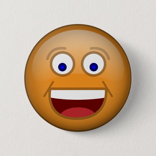 Happy 1 Orange 2 Inch Round Button (Front)