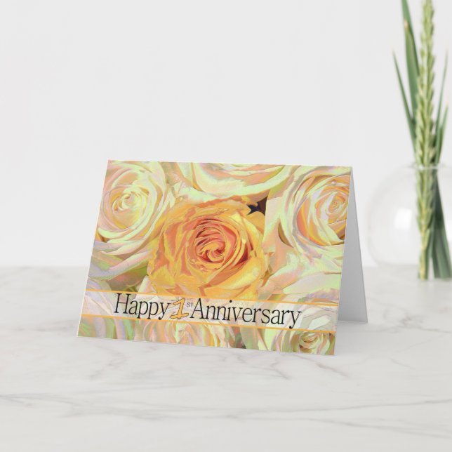 Happy 1st Anniversary roses Card (Front)