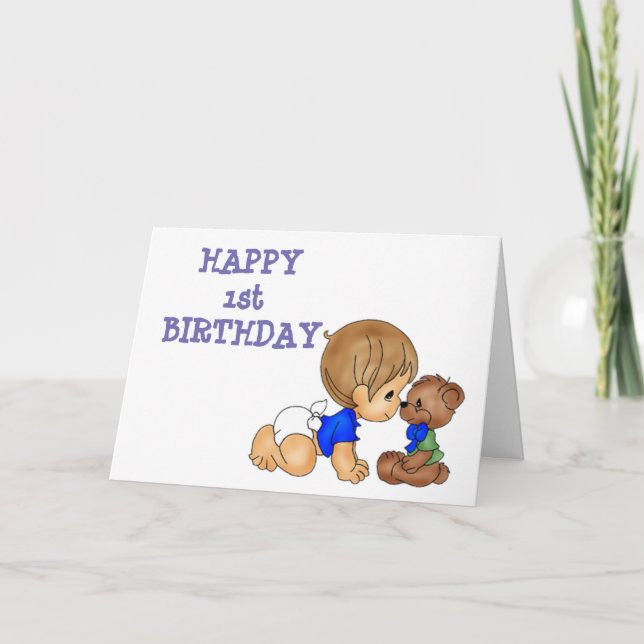 **HAPPY 1st BANTHDAY" Carte BÉBÉ SPÉCIALE (Devant)