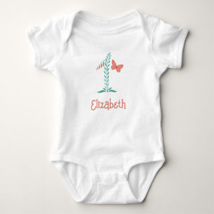 Happy 1st Birthday Baby Girl Butterfly Floral Bodysuit