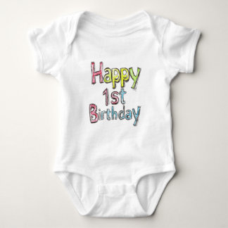 Happy 1st Birthday – Colorful Birthday Text Baby Bodysuit