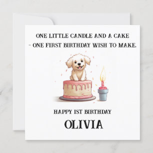 Happy 1st Birthday Congratulations, Name & Puppy,  Card