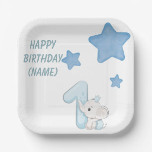 Happy 1st Birthday (Customizable text & Name) Paper Plate