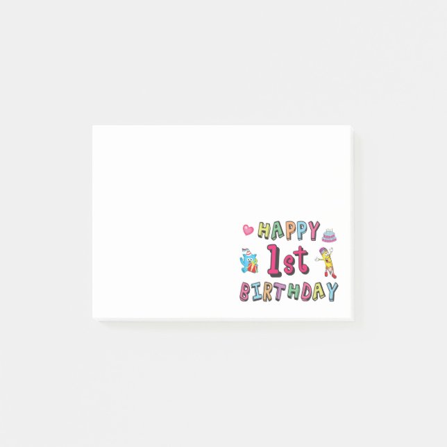 Happy 1st Birthday for 1 year old Kids B-day Post-it Notes (Front)