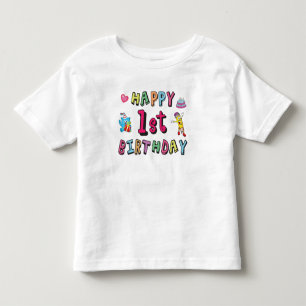 Happy 1st Birthday for 1 year old Kids B-day Toddler T-shirt