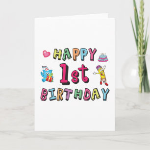 Happy 1st Birthday for 1 year old Kids B-day wish Card