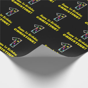 Happy 1st Birthday, Fun Colourful Stars Pattern 1 Wrapping Paper