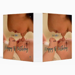 Happy 1st birthday kids baby mother black yellow  binder