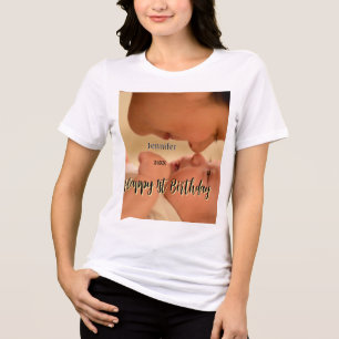 Happy 1st birthday kids baby mother black yellow  Tri-Blend shirt