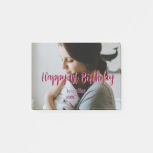 Happy 1st birthday kids baby mother red orange sty post-it notes
