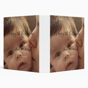 Happy 1st birthday name photo date stylish calligr binder