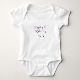 Happy 1st birthday orange purple boho retro name  baby bodysuit